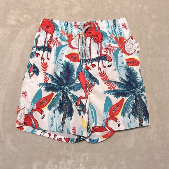 Vintage Summer Boys Tropical / Flamingo Swim Trunks | Size 7 - Picture 1 of 4